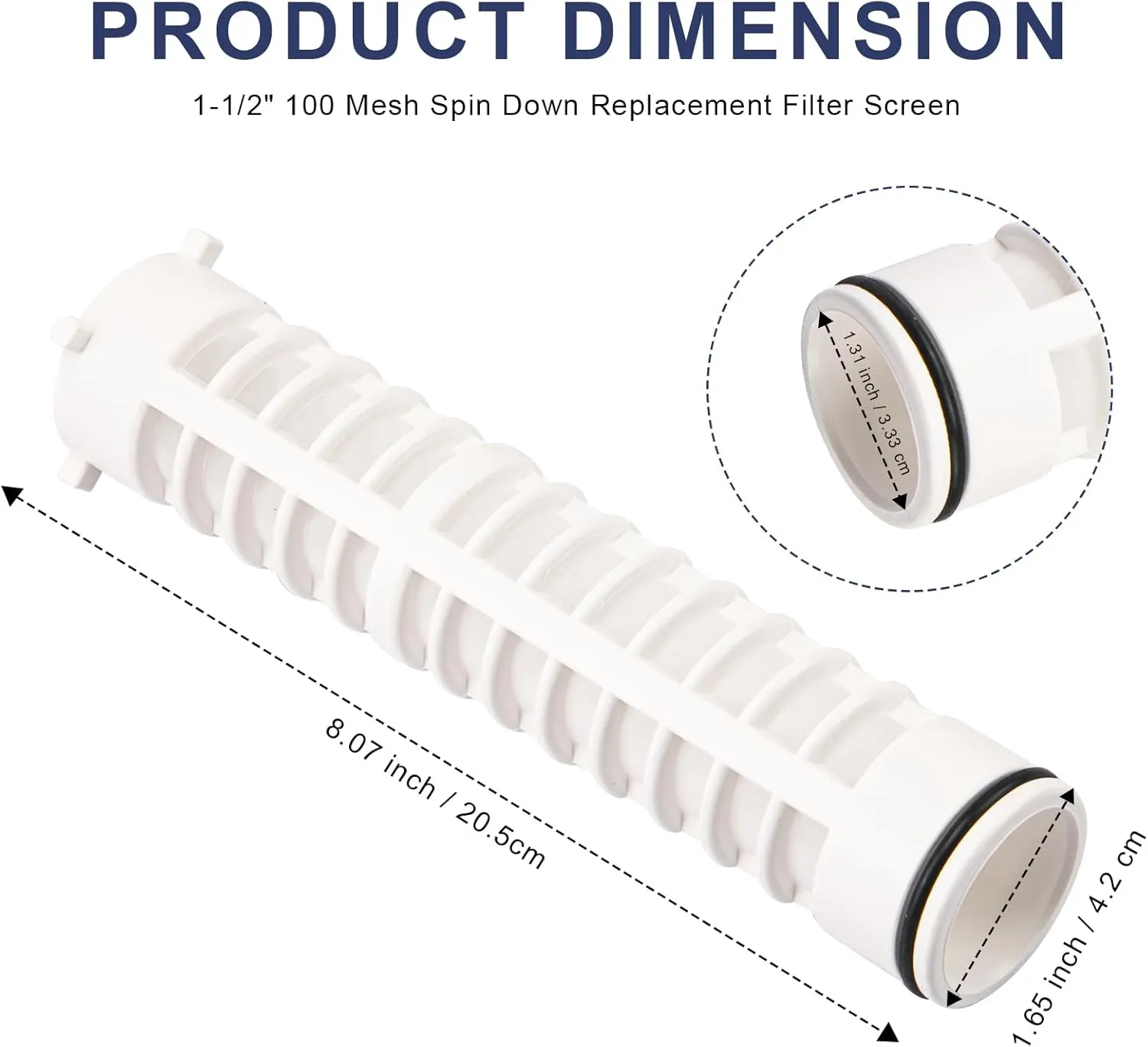 1-1/2" 100 Mesh Spin Down Sediment Replacement Water Filter Screen, Spin Down 1 1/2"-100 Sediment Filter Replacement for Rusco Vu Flow filter for Well Water Pump and Sprinkler Irrigation Filter System