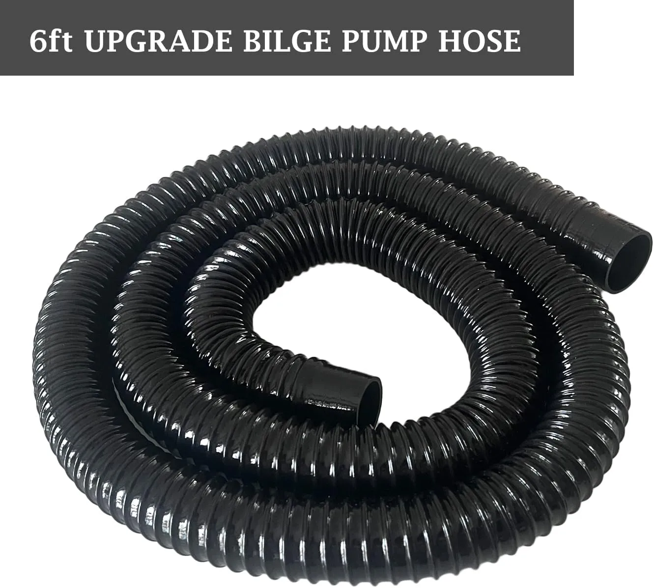 1-1/8 Inch Bilge Pump Plumbing Kit, 1100gph Electric 12v Boat Bilge Water Pump, 6 FT Bilge Pump Hose, 2 Stainless Steel Clamps and Thru-Hull Fitting (Black)