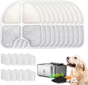 10 Pack Replacement Filters for FEELNEEDY 3Gal/12L Dog Water Dispenser (FN-W13), 5 Month Set for Large Dogs Water Bowl Dispenser, Includes 10 Filters & 10 Sponges