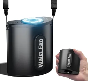 10000mAh Portable Waist Fan with 18000RPM Powerful Airflow, Mini Shirt Fan Clip on Rechargeable with 4 Speeds & Hands-Free 24H Cooling, Wearable Belt Personal Fans for Outdoor Travel Fishing