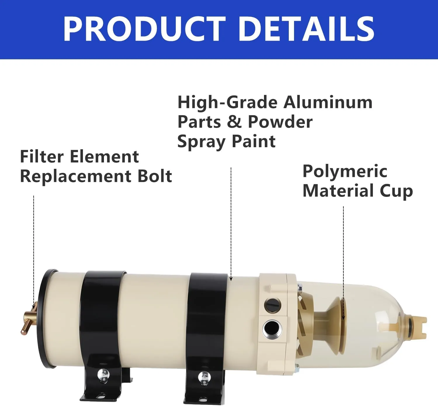 1000FG 1000FH Diesel Fuel Filter Water Separator - 1000 Series 180 GPH Element Marine Boat Equivalent - 30 Micron Marine Fuel Filter with Hand Twist Vavle