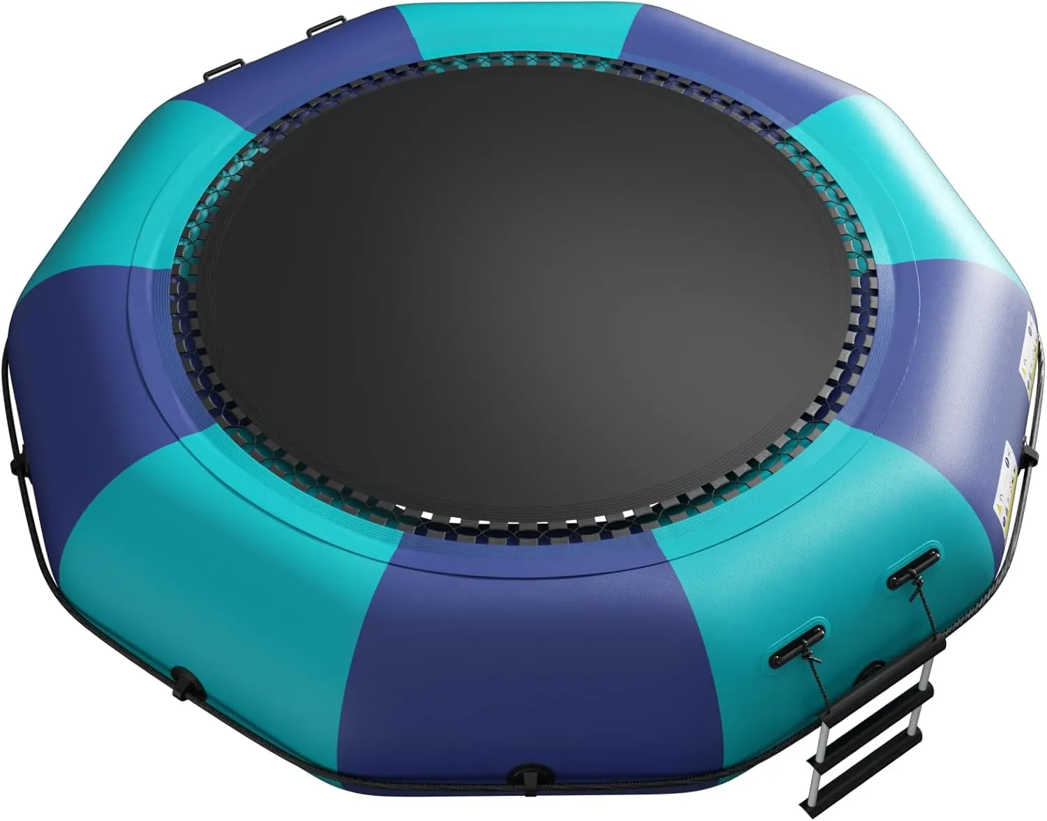10Ft 12Ft 15Ft Inflatable Water Trampoline, Recreational Bouncer, Portable Bounce Swim Platform with 4-Step Ladder, Kids Adults Trampoline for Pool, Lake Water Sports