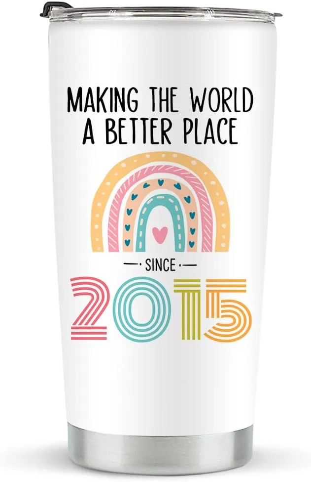 10th Birthday Tumbler for Girls - 20 oz Stainless Steel Vacuum Insulated Tumbler, 2015 Birthday Gift Ideas for 10 Year Old