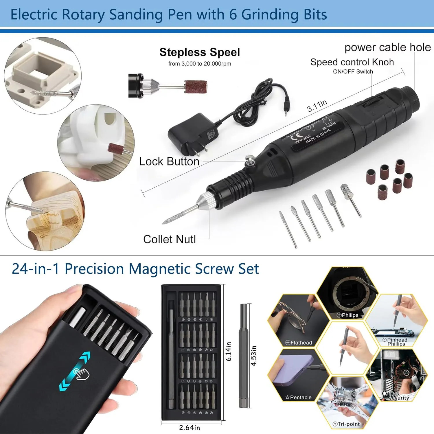 124Pcs 3D Printing Accessory Tools with Tool Bag for 3D Printer Modeler Basic Tools Diverse 3D Print Nozzle Cleaning Kit Mini Rotary Tool 3D Printer Tools for Remove/Trim and Finish 3D Print