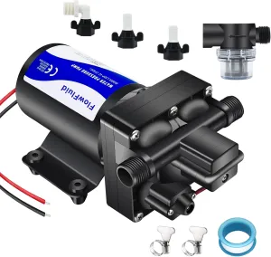 12V DC Water Pressure Booster Pump for RV,70PSI 5GPM Washdown Fresh Self Priming Diaphragm Pump for Boats with Filter,4-Chamner Transfer On Demand Pump for Marine Yacht Caravan Garden Hose