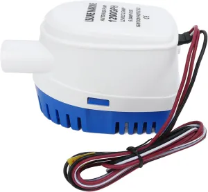 12V Plastic Automatic Submersible Boat Bilge Water Pump Float Switch Compact Efficient Motor for Boat Accessories (1200GPH)