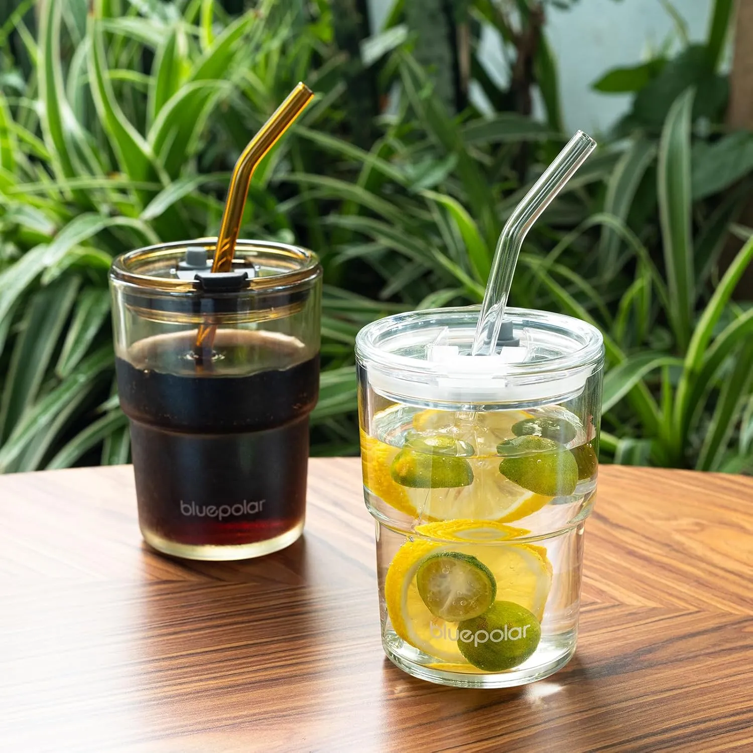 13oz/400ml Glass Water Tumbler with Straw and Lid Sealed Carry On Thick Wall Iced Coffee Cup Glass Cup for Water, Iced Tea Fruit Juice Etc (Amber