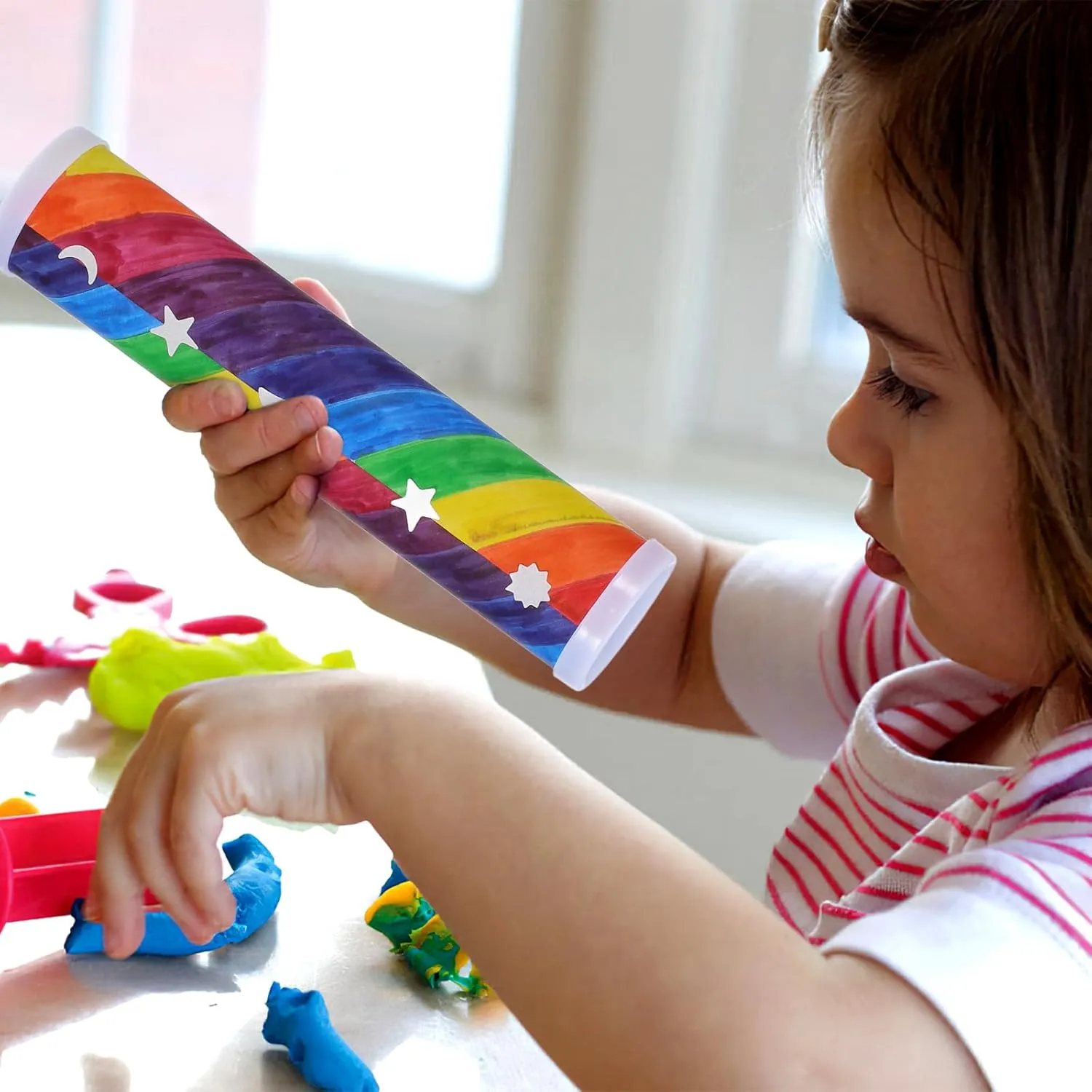 15 Pcs Variety Kaleidoscope Preschool Kit Children DIY Materials Telescope for Kids Boys Vintage Toys Science to Rotate Paper Component White Round