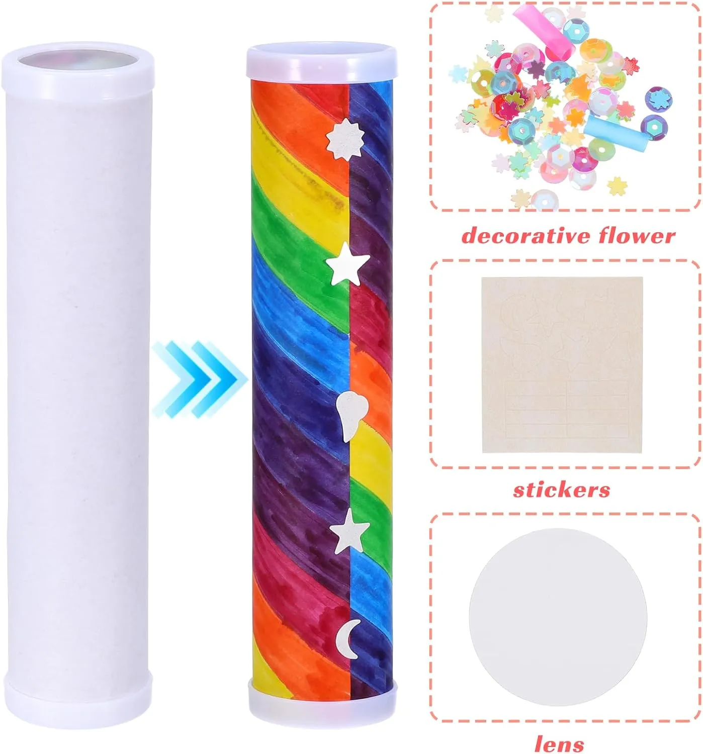 15 Pcs Variety Kaleidoscope Preschool Kit Children DIY Materials Telescope for Kids Boys Vintage Toys Science to Rotate Paper Component White Round