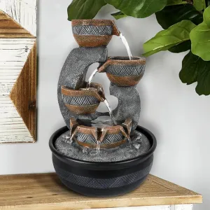 15.7''H Tabletop Water Fountain with LED Lights - Peaceful and Relaxing Water Sound - Small Desktop Waterfall Fountain for Home and Office Decoration