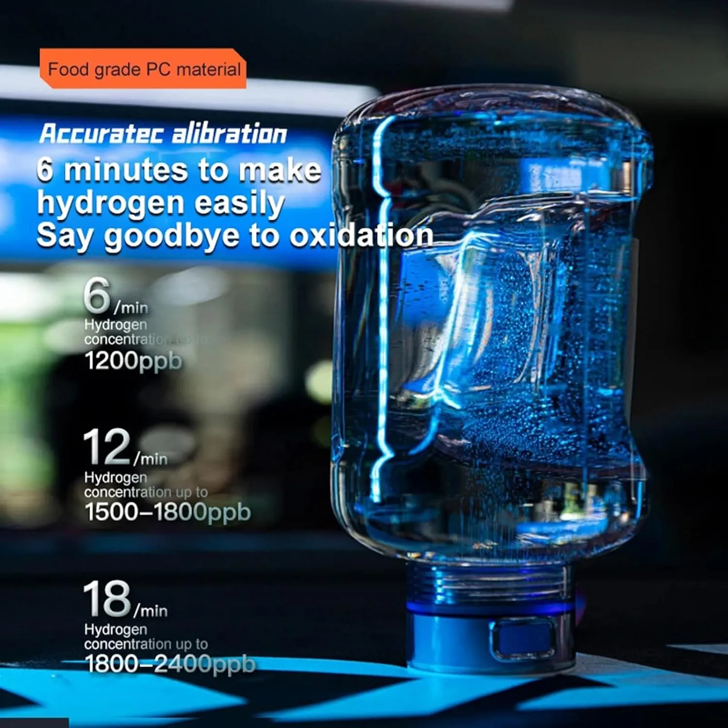 1.5L Large Hydrogen Water Generator, Hydrogen Water Bottle Generator with SPE Technology, Hydrogen Content up to 1200-2400PPB, Portable USB Rechargeable