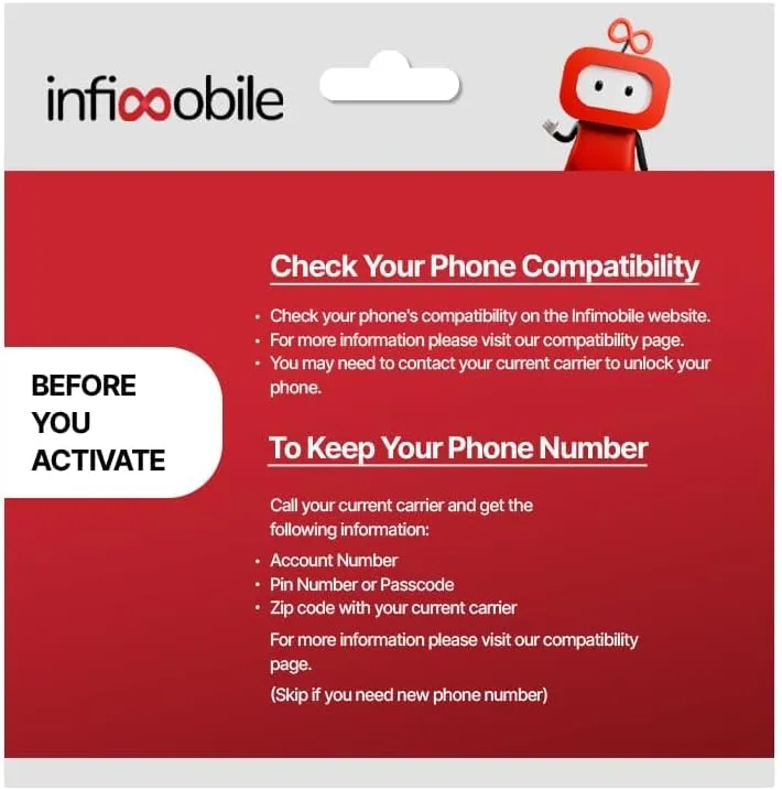 $15/Month | Infimobile Prepaid Plan: 12 Months T-Mobile | 5GB High-Speed Data Per Month | 2500 Minutes and 2500 Text| Prepaid Plan Service SIM Card | Nationwide Coverage | 4G, 5G Network
