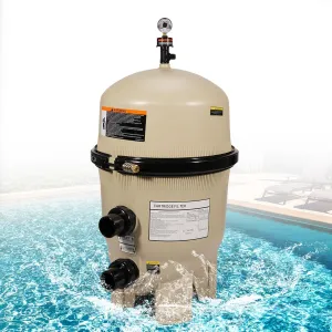 160340 Four Cartridge Pool Filter Tank Assembly-320 Square Feet 120 GPM Fit for Pentair Clean & Clear Plus Cartridge Pool Filters, Fiberglass Reinforced Polypropylene Tank Cartridge, Almond