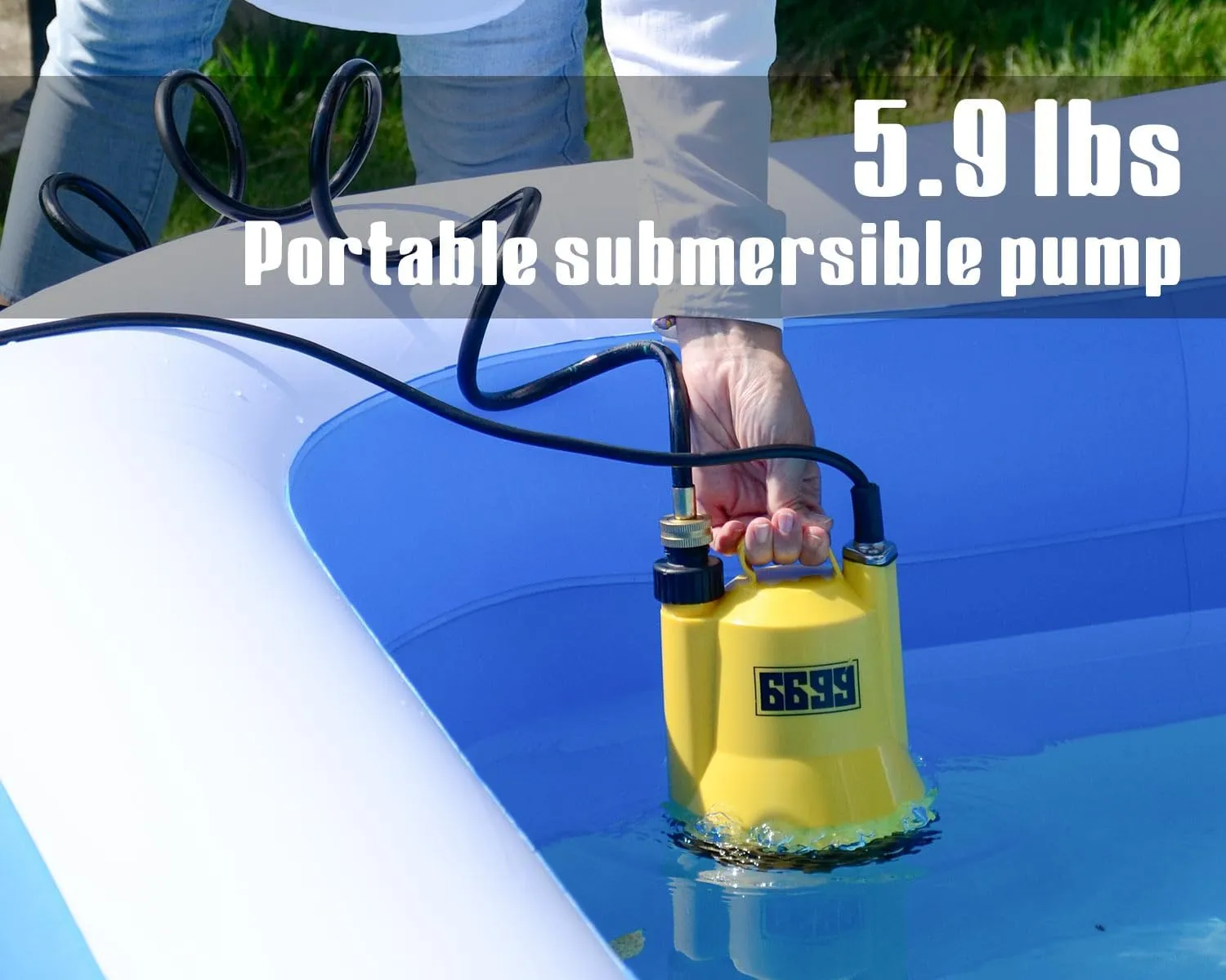 1/6HP Portable Utility Pump Submersible Small Backup Sump Pump Draining pump to Remove Water from Flooding House Basement Pool Tankless Heater Flushing Pump with 10-Foot Cord SUB 1100