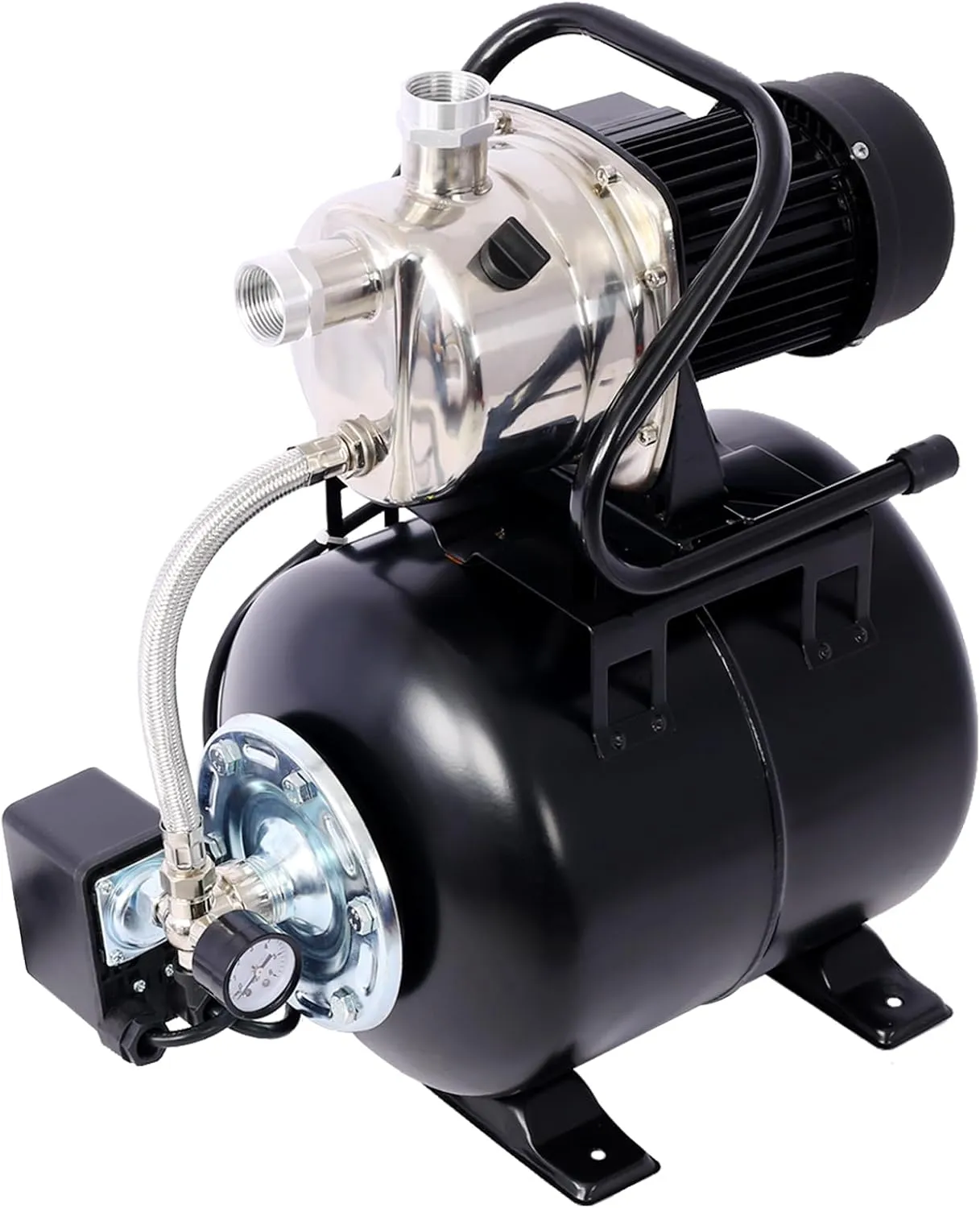 1.6HP Shallow Well Pump with Pressure Tank,garden waterPump, Irrigation Pump,Automatic Water Booster Pump for Home Garden Lawn Farm, stainless steel head