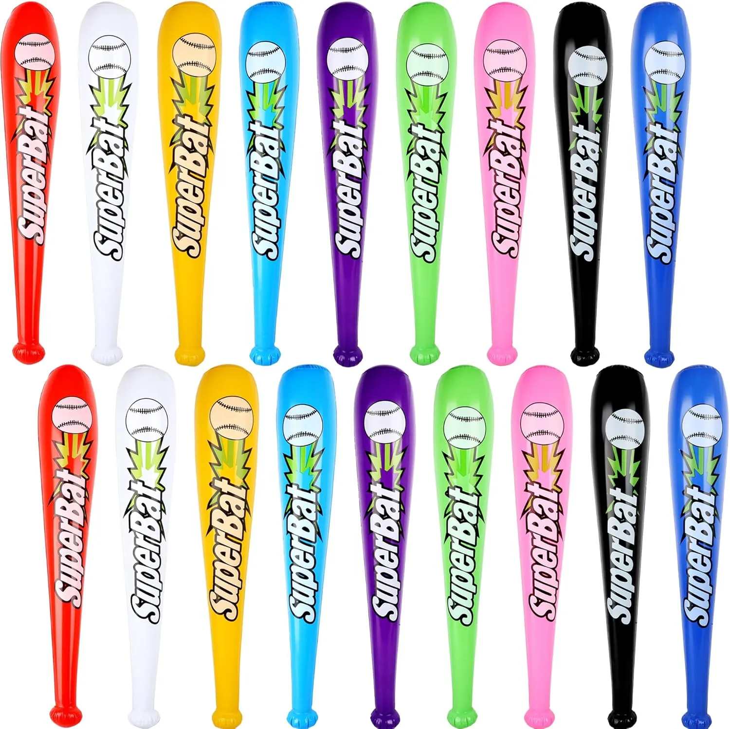 18 Pack 32 inch Inflatable Baseball Bat Blow up Baseball Bat Bulk Inflates Baseball Bat Toy for Kids and Adults Summer Pool Baseball Theme Party Supplies, 9 Colors