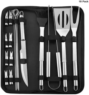 18pcs Barbecue Grill Utensils Kit Stainless Steel BBQ Grill Tools Set