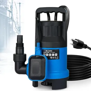 1HP Submersible Water Pump - 3700 GPH Portable Water Pump with Automatic Float Switch for Removing Muddy Dirty/Clean Water from Swimming Pool, Pond, Garden, Hot Tub