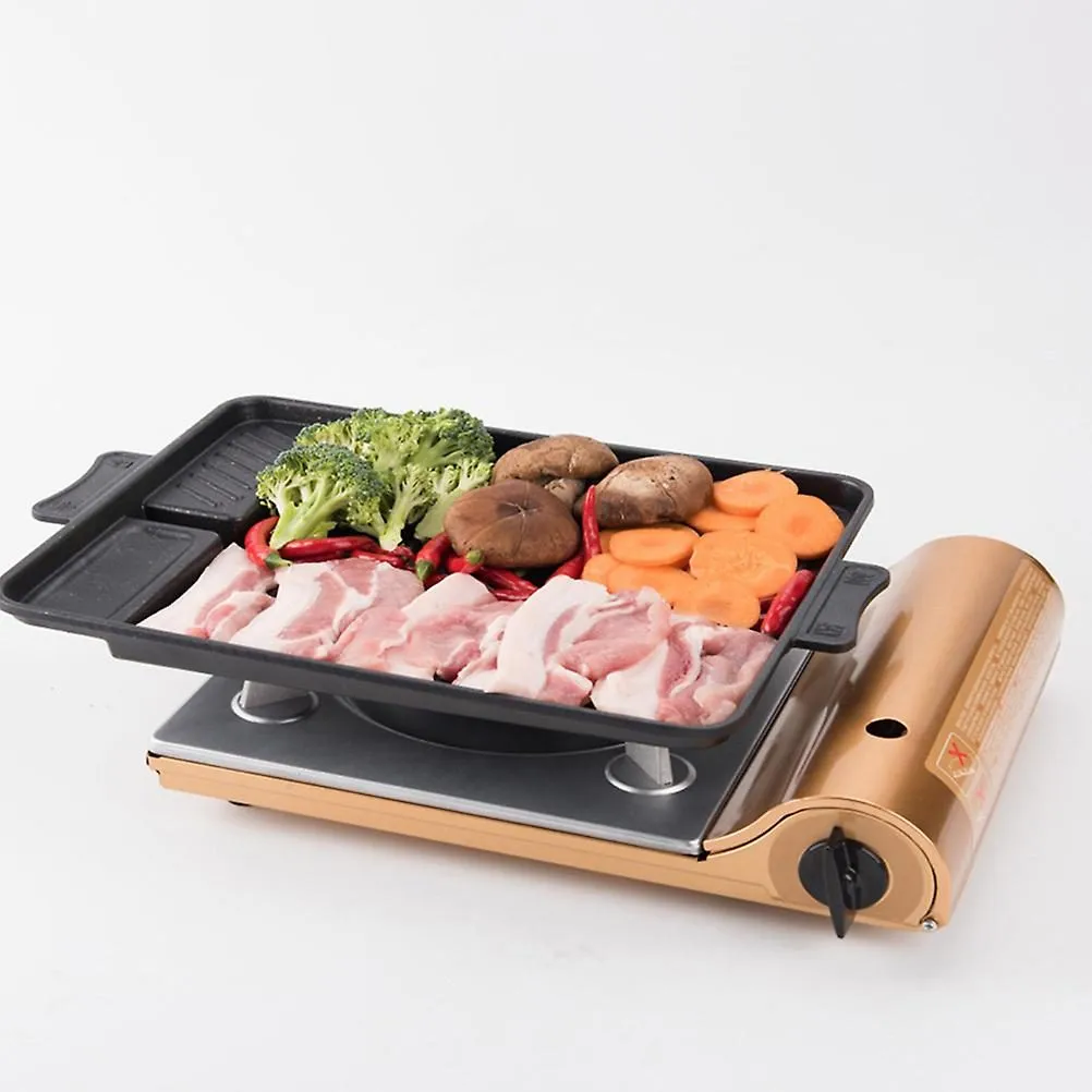 1pc Aluminum Alloy Non stick Grill Griddle Pan Square Bbq Grill Pan black