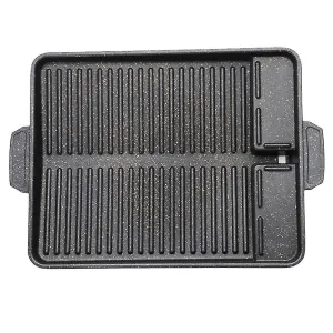 1pc Aluminum Alloy Non stick Grill Griddle Pan Square Bbq Grill Pan black