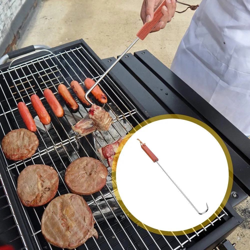 1Pc Food Flipper Stainless Steel Grill Flipper BBQ Turner Hook Kitchen Gadget
