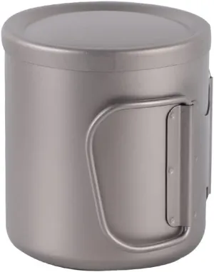 1PC Outdoor Double Layer Titanium Cup Folding Portable Water Cup with Lid (Color : A, Size : 220ml)