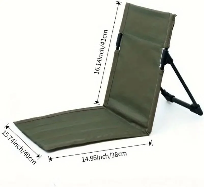 1pc Portable Iron Ottoman, Foldable Beach Chair, Black Outdoor Seating, Low Maintenance, Manual Setup, Ideal for Picnic, Travel, Beach, Park, and Sports Events (Green)