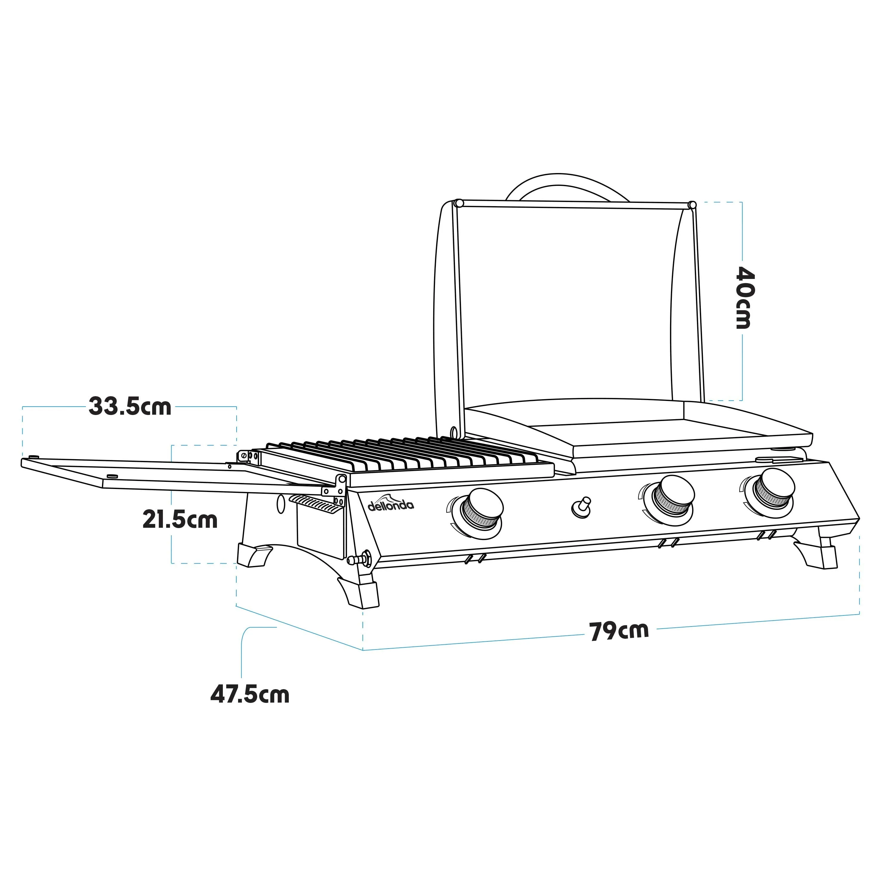 2 1 Burner Portable Gas Plancha/Grill 8.5kW Hot Plate BBQ Griddle, Stainless Steel - DG276