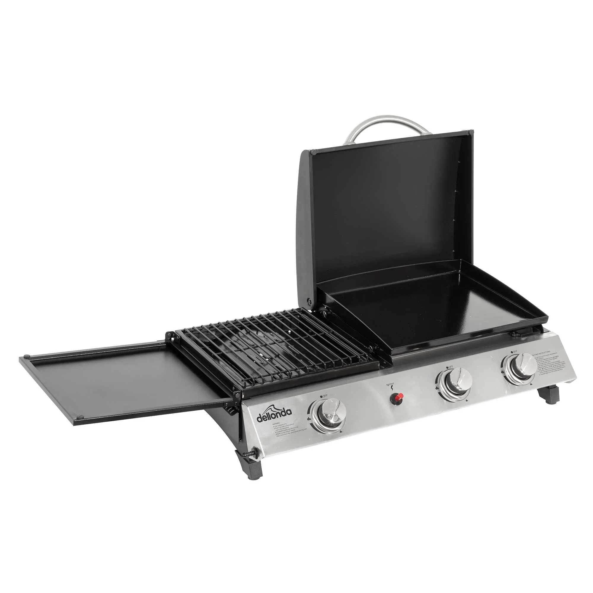 2 1 Burner Portable Gas Plancha/Grill 8.5kW Hot Plate BBQ Griddle, Stainless Steel - DG276