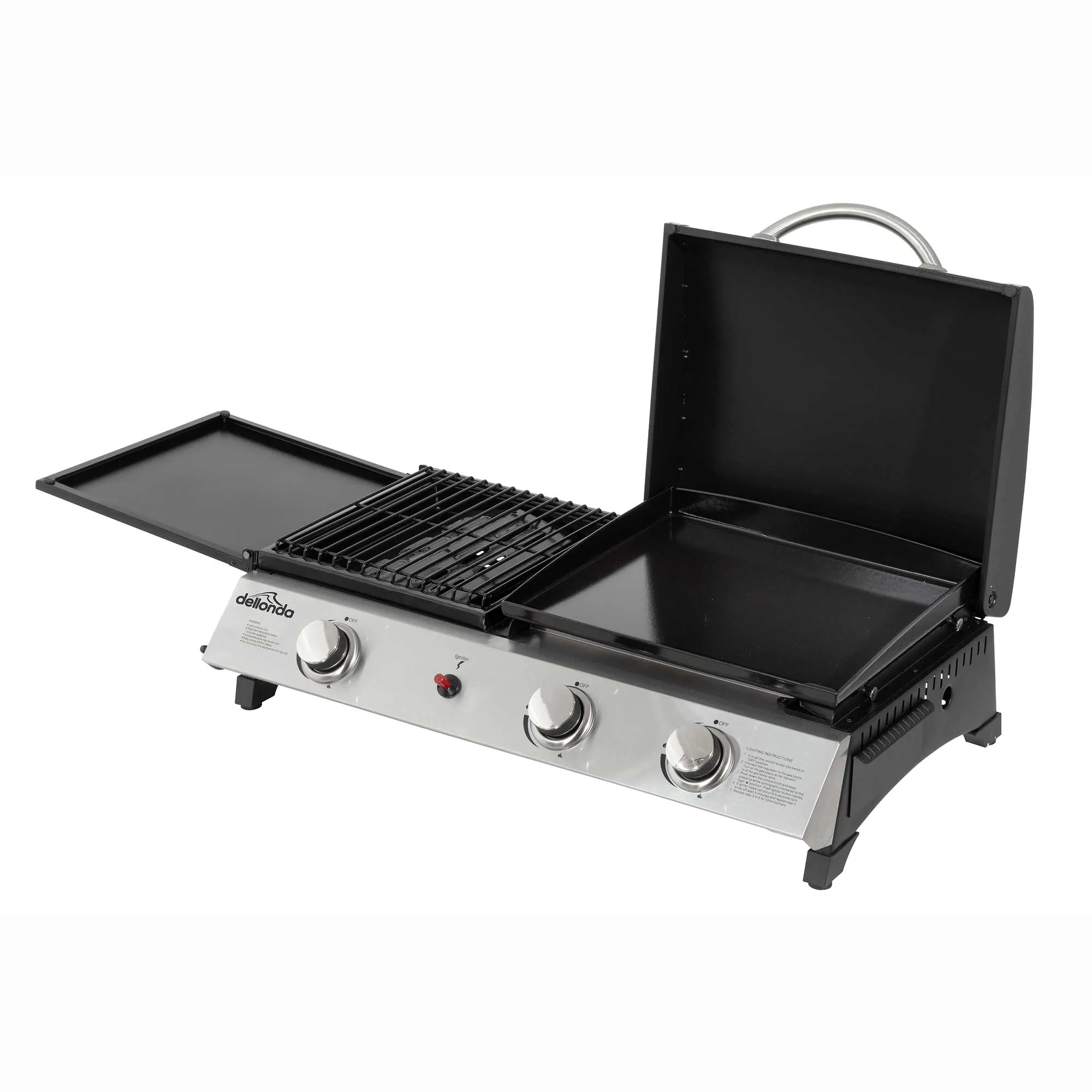 2 1 Burner Portable Gas Plancha/Grill 8.5kW Hot Plate BBQ Griddle, Stainless Steel - DG276