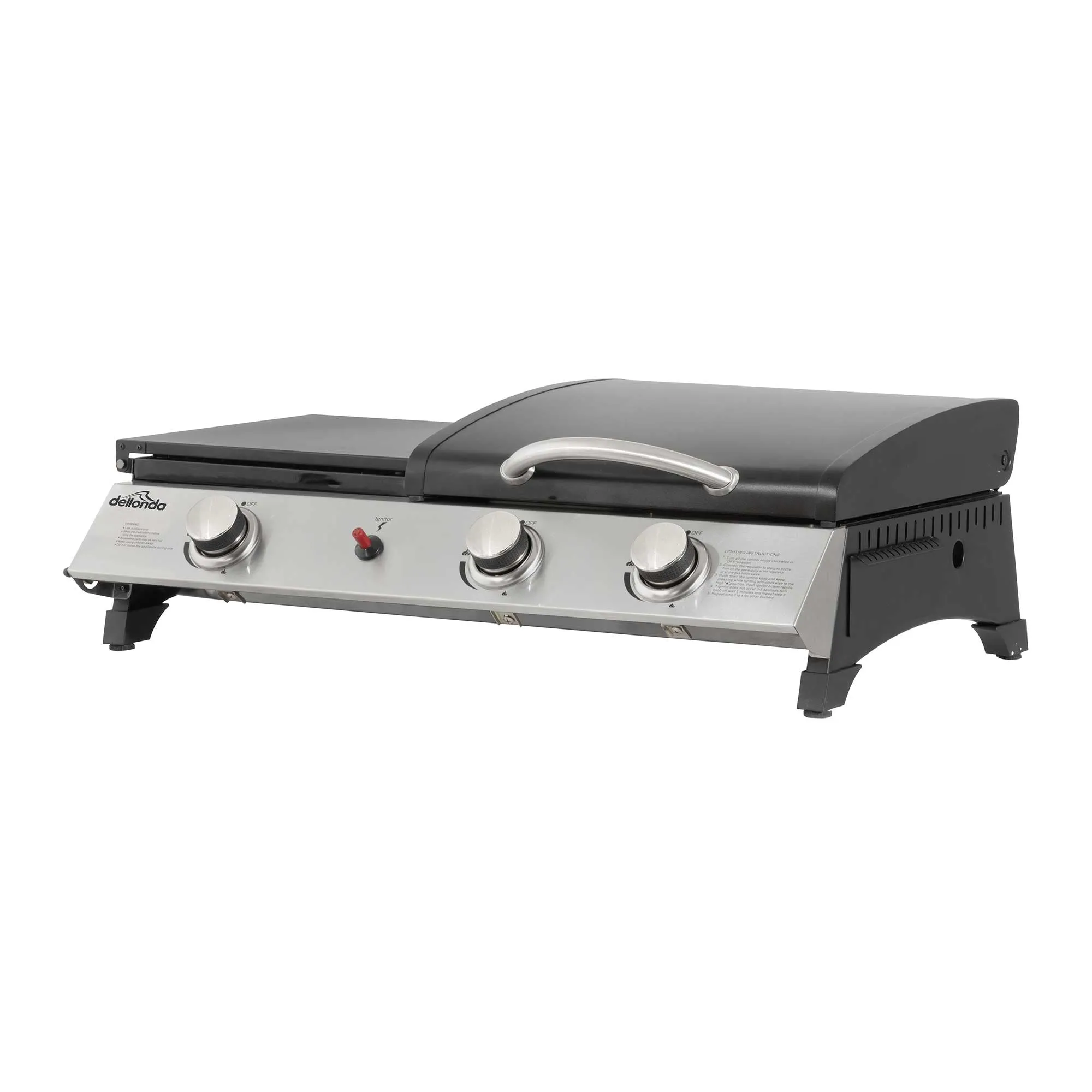 2 1 Burner Portable Gas Plancha/Grill 8.5kW Hot Plate BBQ Griddle, Stainless Steel - DG276