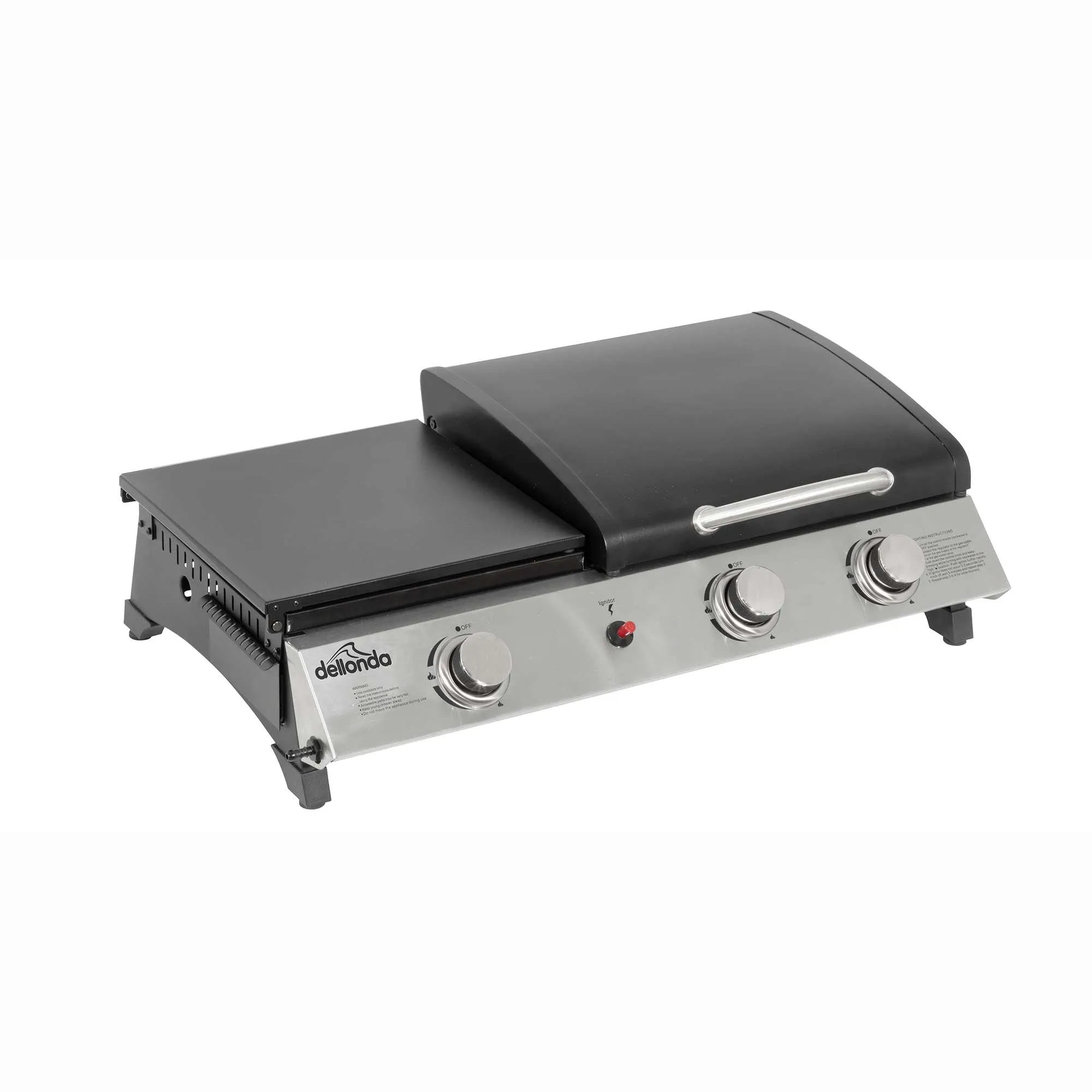 2 1 Burner Portable Gas Plancha/Grill 8.5kW Hot Plate BBQ Griddle, Stainless Steel - DG276