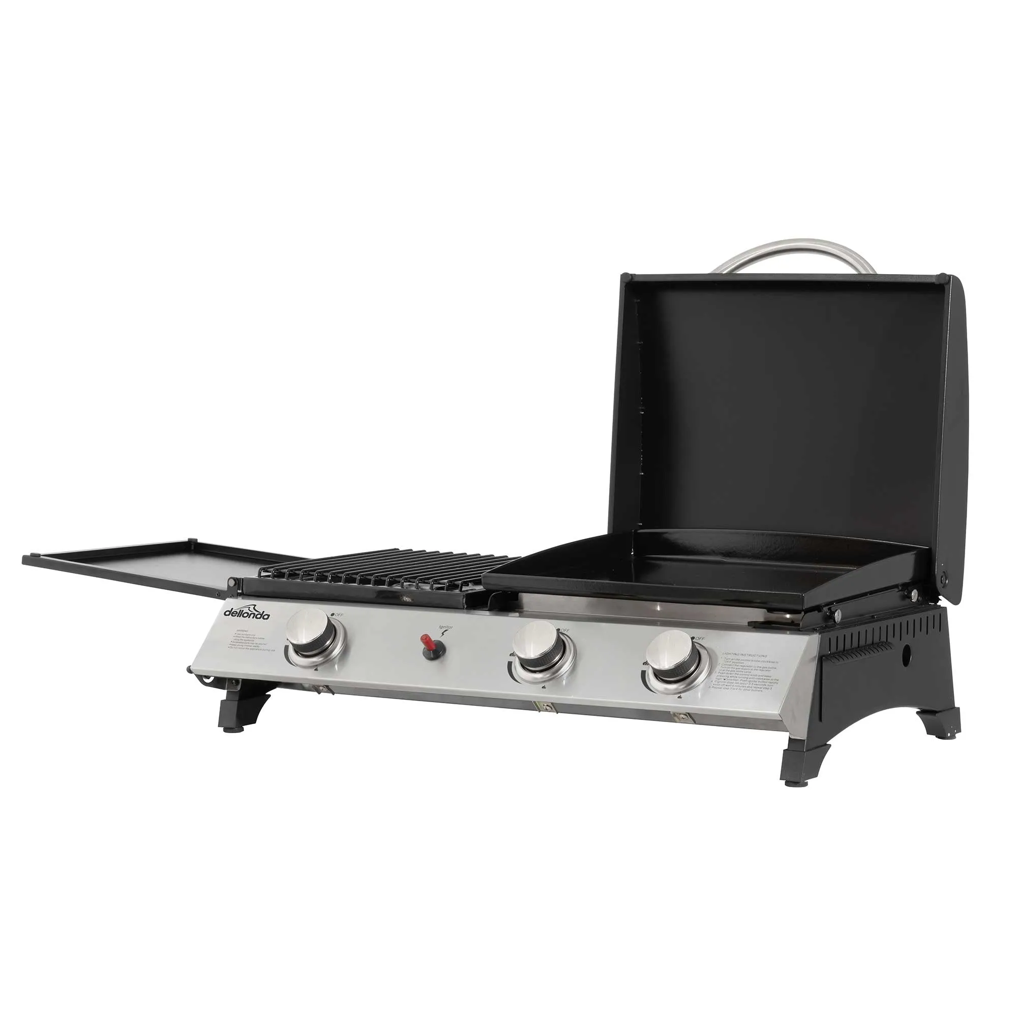 2 1 Burner Portable Gas Plancha/Grill 8.5kW Hot Plate BBQ Griddle, Stainless Steel - DG276