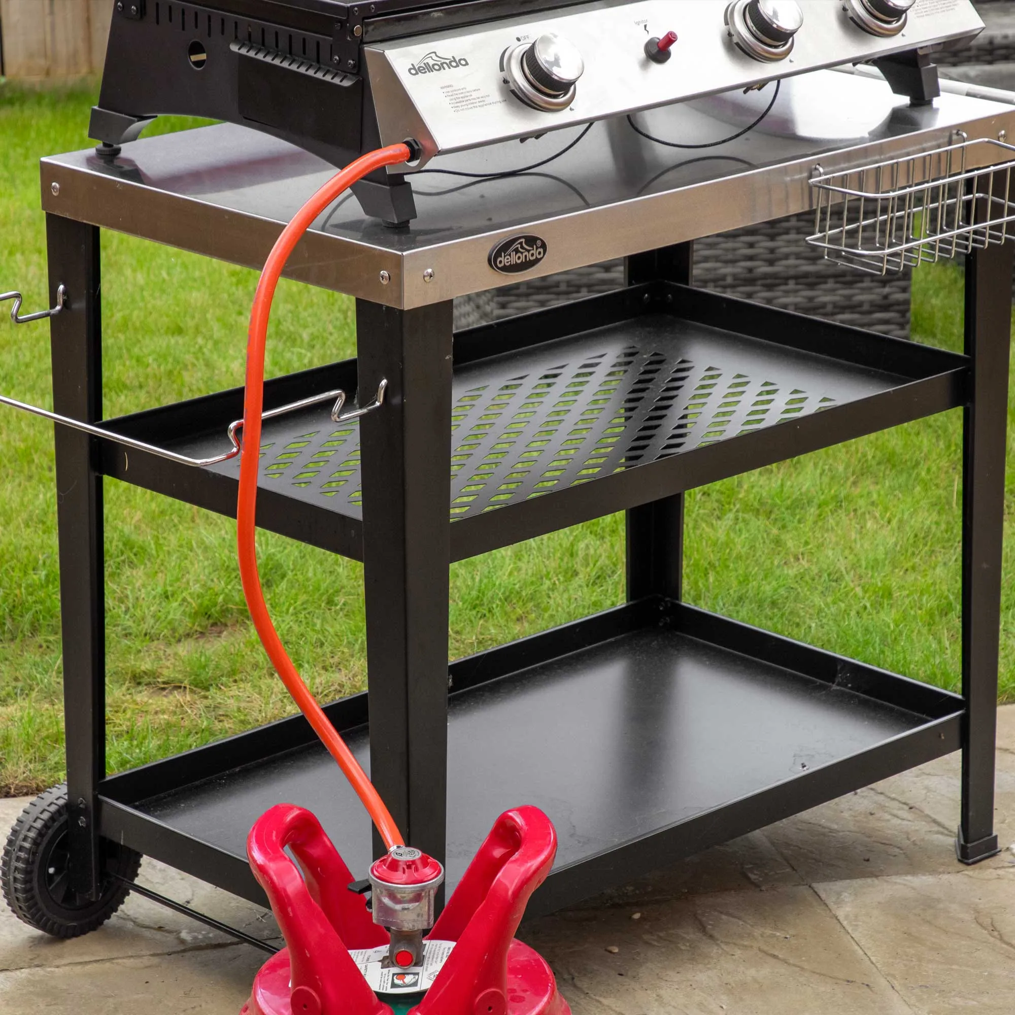 2 1 Burner Portable Gas Plancha/Grill 8.5kW Hot Plate BBQ Griddle, Stainless Steel - DG276