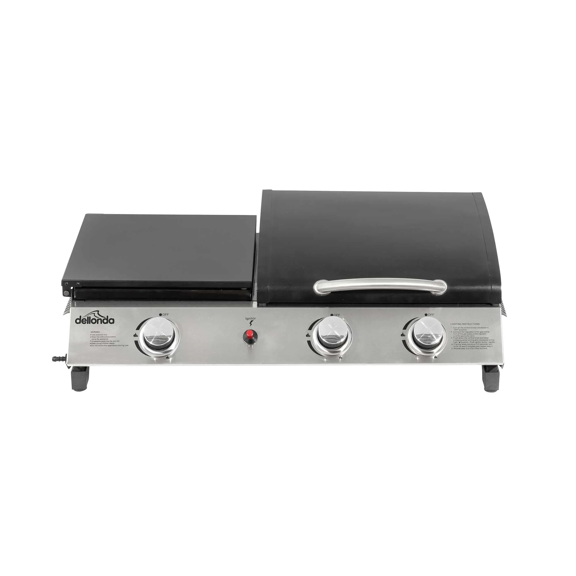 2 1 Burner Portable Gas Plancha/Grill 8.5kW Hot Plate BBQ Griddle, Stainless Steel - DG276