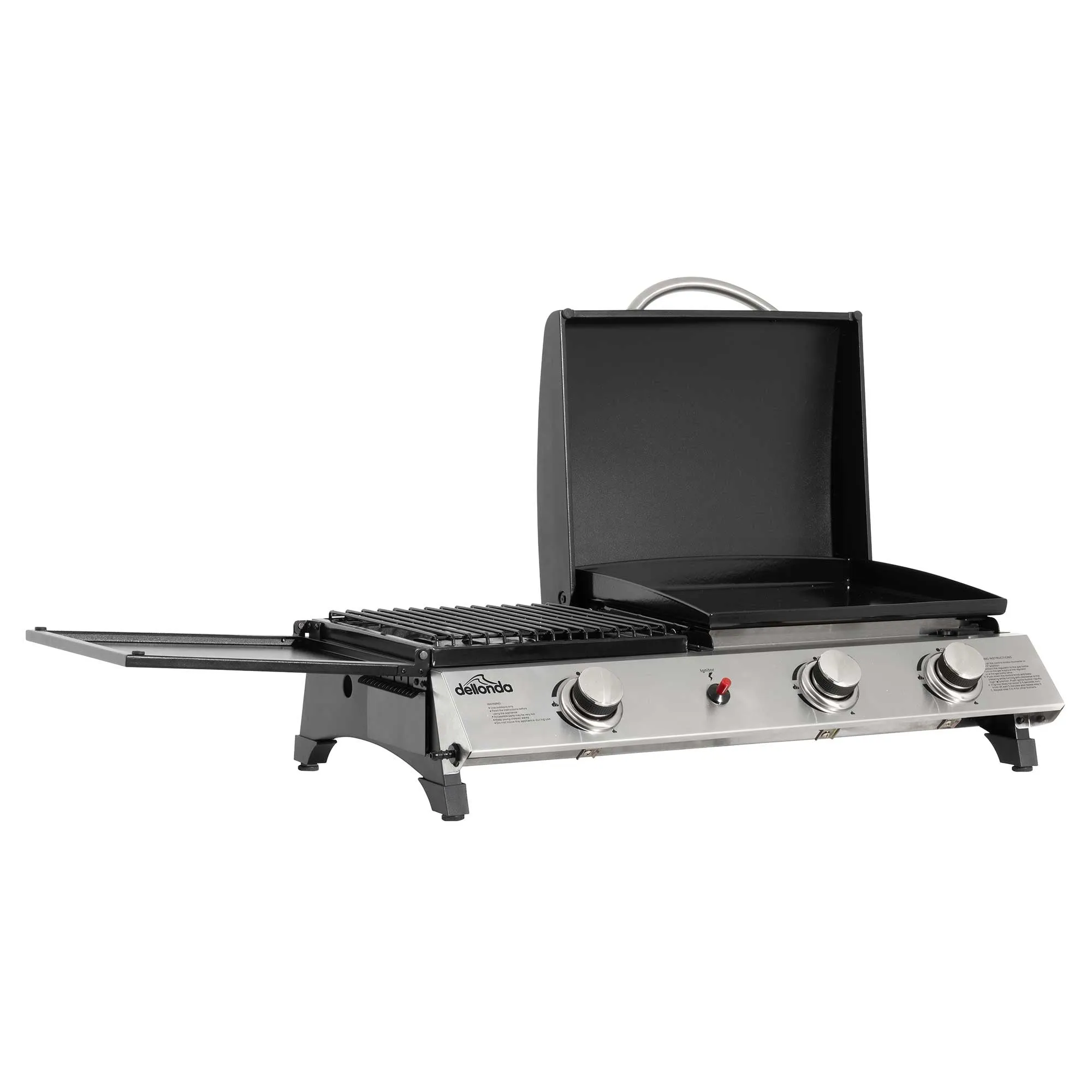 2 1 Burner Portable Gas Plancha/Grill 8.5kW Hot Plate BBQ Griddle, Stainless Steel - DG276