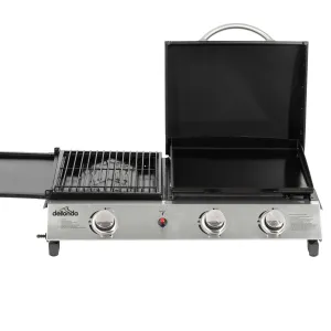 2 1 Burner Portable Gas Plancha/Grill 8.5kW Hot Plate BBQ Griddle, Stainless Steel - DG276