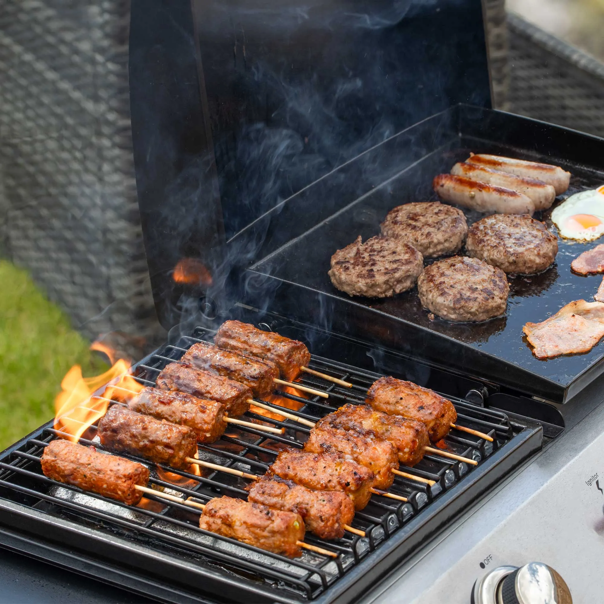 2 1 Burner Portable Gas Plancha/Grill 8.5kW Hot Plate BBQ Griddle, Stainless Steel - DG276