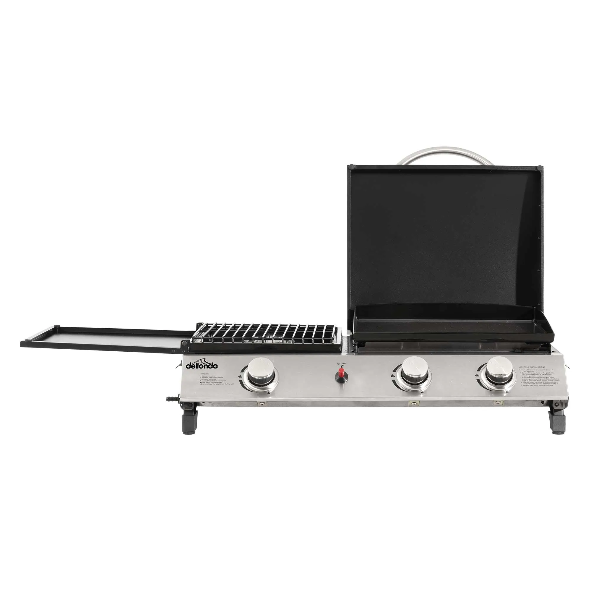 2 1 Burner Portable Gas Plancha/Grill 8.5kW Hot Plate BBQ Griddle, Stainless Steel - DG276