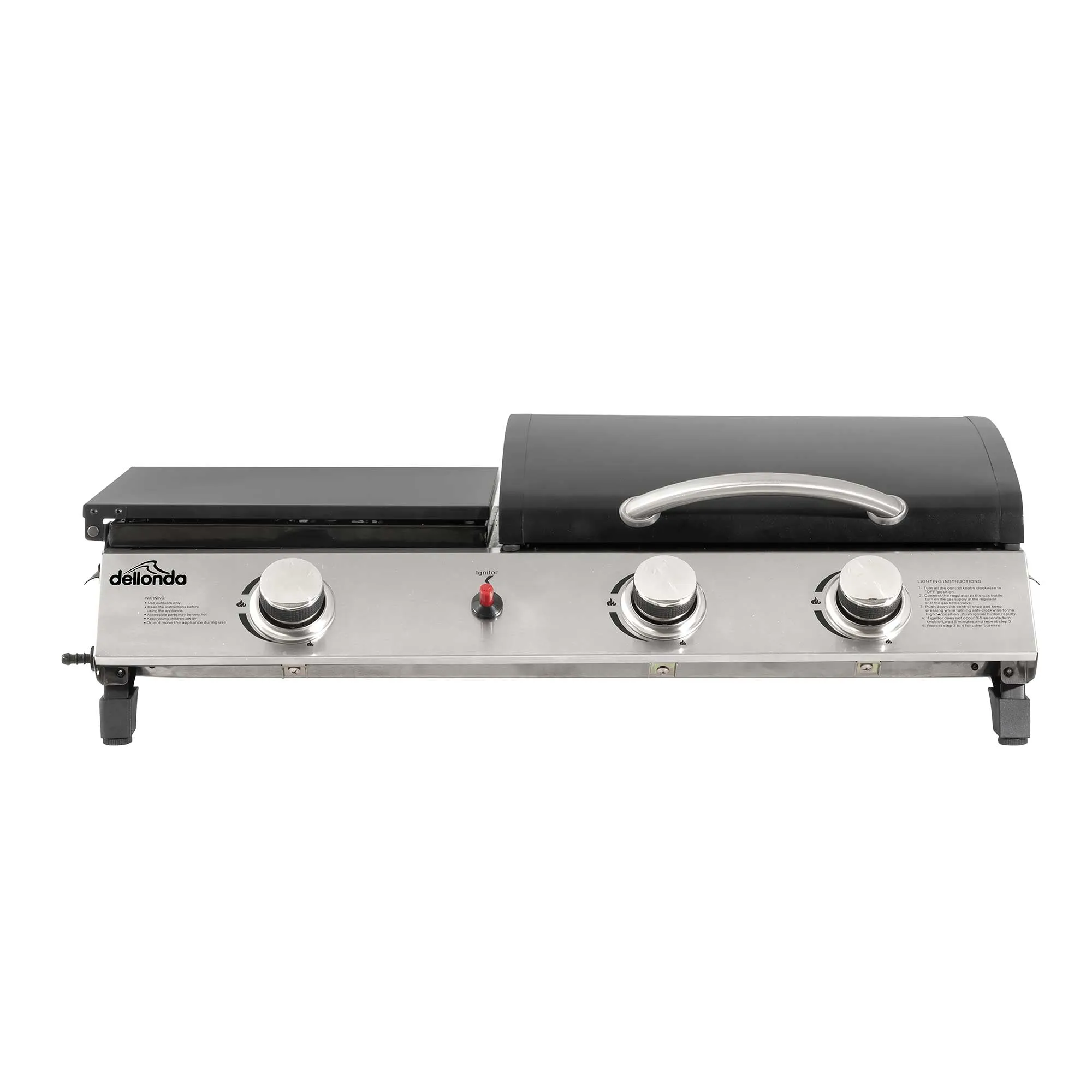 2 1 Burner Portable Gas Plancha/Grill 8.5kW Hot Plate BBQ Griddle, Stainless Steel - DG276