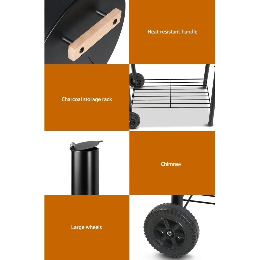 2-in-1 Offset BBQ Smoker - Black