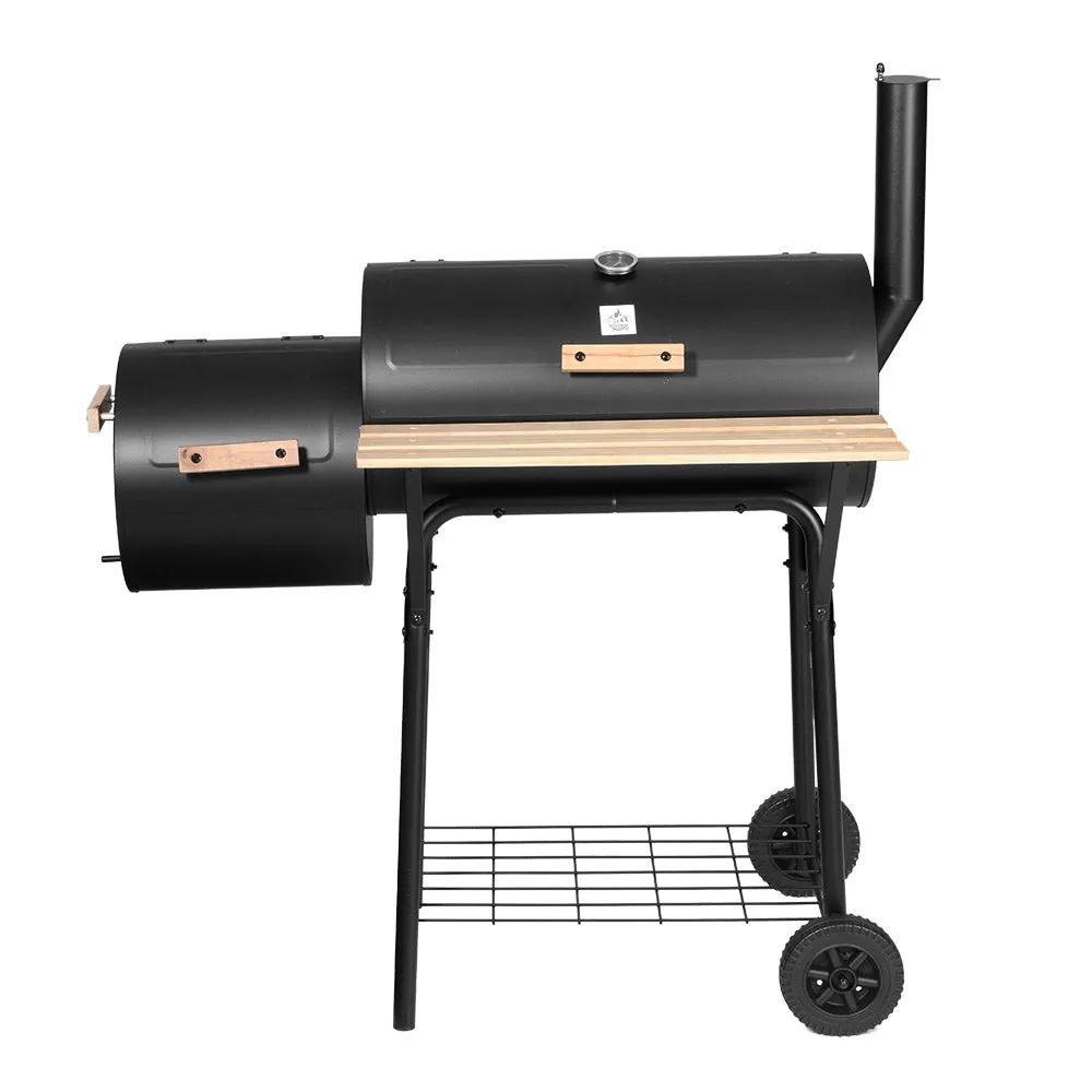 2-in-1 Offset BBQ Smoker - Black