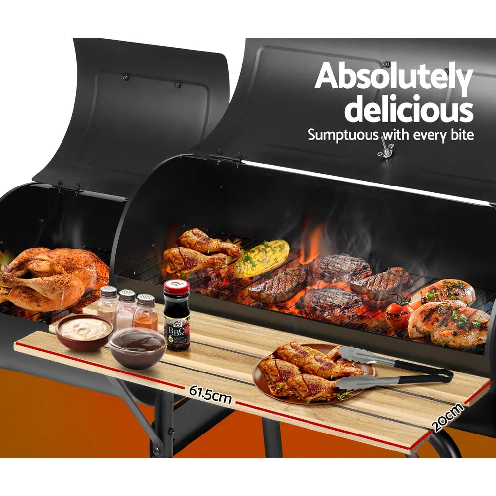 2-in-1 Offset BBQ Smoker - Black