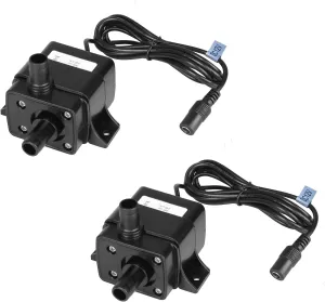 2 Pack DC 12V Submersible Water Pump for Fish Tank Pumping, Rockery Water, Bonsai Fountain, 63 GPH