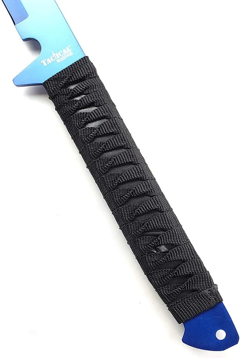 2 PCS Tactical Machetes, Tactical Fixed Blade Survival Katana Sword Set. For Camping, Collections, Gifts, Survival Tool Gear (Blue-56)