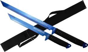 2 PCS Tactical Machetes, Tactical Fixed Blade Survival Katana Sword Set. For Camping, Collections, Gifts, Survival Tool Gear (Blue-56)
