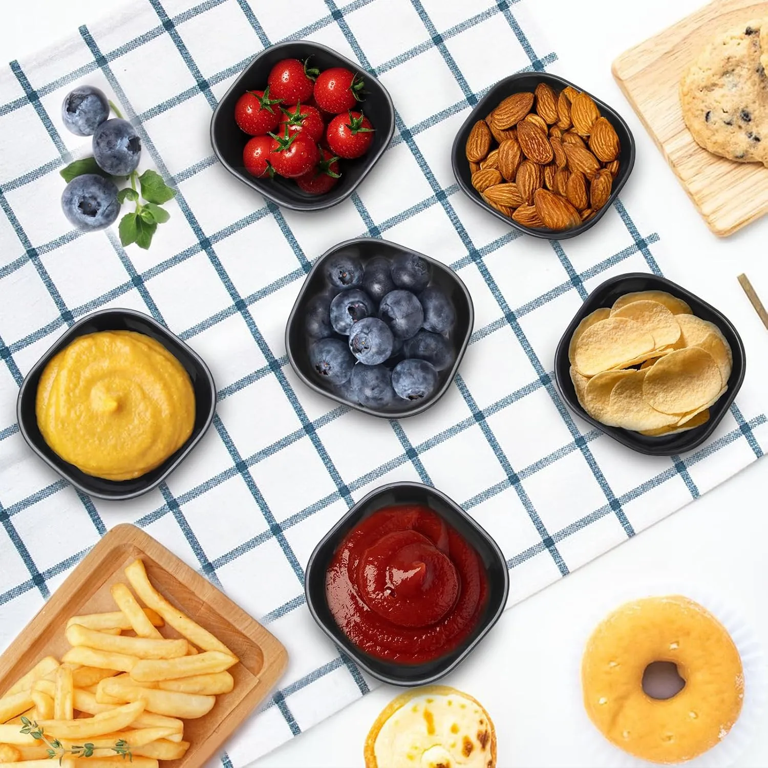 20 Pack Small Bowls, 4.5 OZ Wheat Straw Soy Sauce Dishes, Unbreakable Dessert Bowls,Dipping Sauce Cups, Mini Prep Bowls,Snacks, Sauce Ketchup, BBQ (Black)