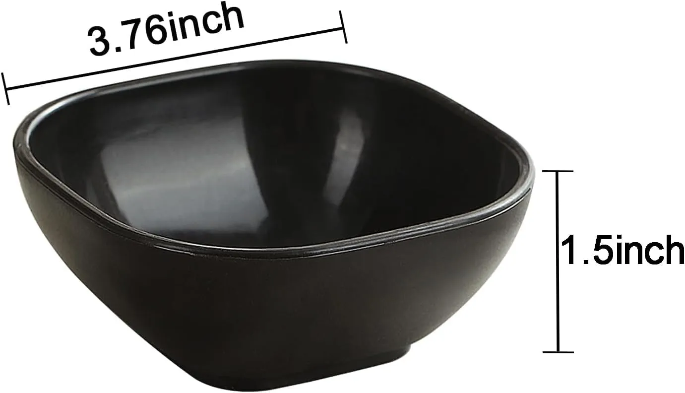 20 Pack Small Bowls, 4.5 OZ Wheat Straw Soy Sauce Dishes, Unbreakable Dessert Bowls,Dipping Sauce Cups, Mini Prep Bowls,Snacks, Sauce Ketchup, BBQ (Black)