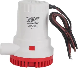 2000 GPH Bilge Pump for Pond Pool, Smooth Operation, Prevent Burnout, Plastic, Easy to Install & Remove Filter Unit (24V)