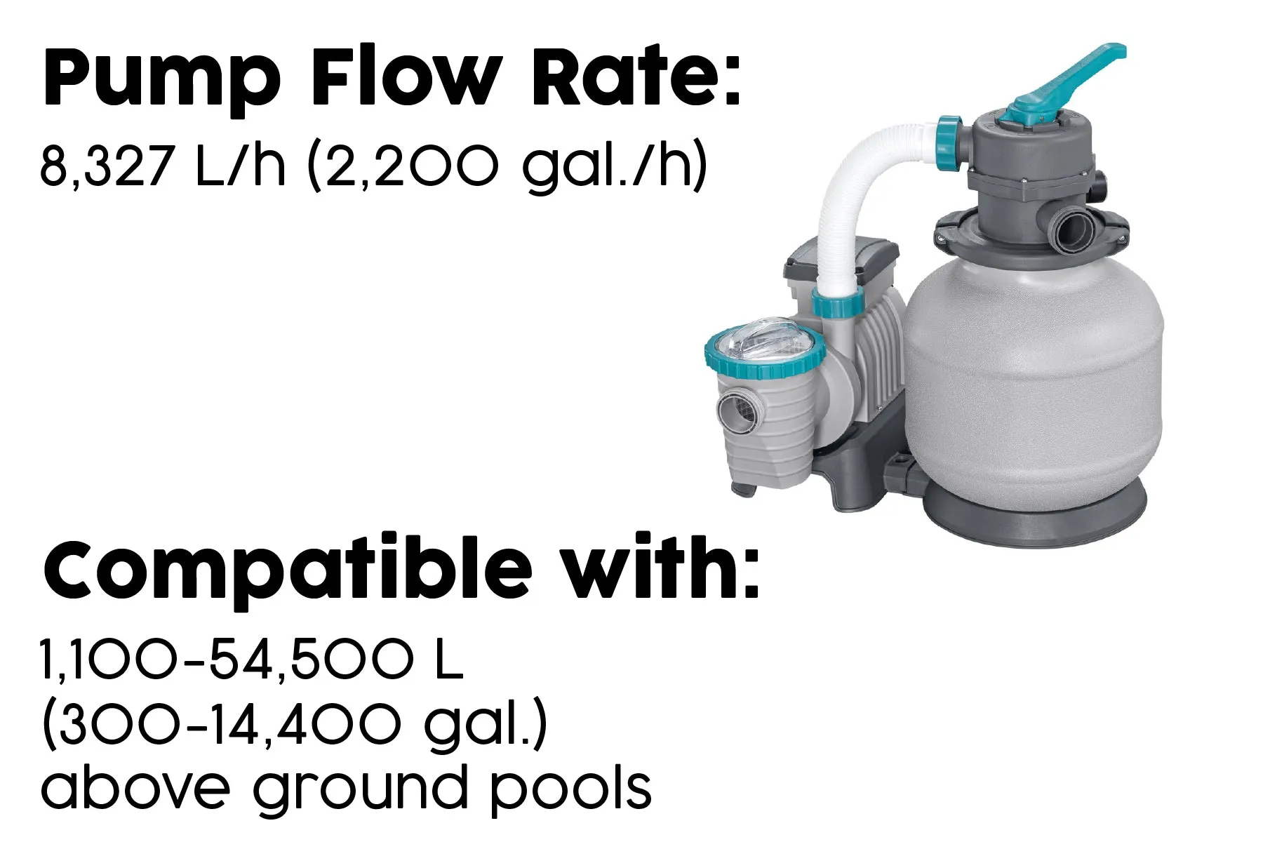 2200gal Pool Sand Filter for All Above Ground Pools - Grey